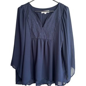 LOFT Navy Blouse Medium